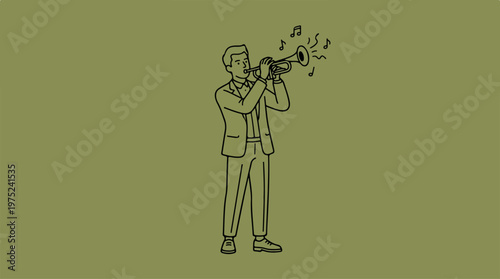 Man Playing a Trumpet Solo.