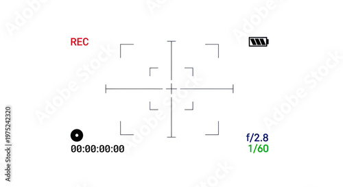 Camera Viewfinder Screen with REC indicator, Timer, Battery, and Aperture Settings