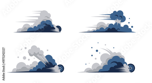 Car Tire Smoke Trails: Fast Motion, Burnout, Racing, Drifting Effects