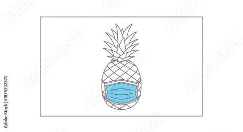 Pineapple Wearing Medical Face Mask - Protection and Health Concept