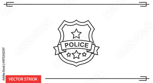 Police Badge Icon Vector Illustration - Law Enforcement Symbol