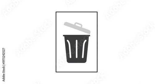 Recycle Bin Icon with Open Lid, Trash Can Symbol for Waste Management and Recycling