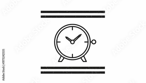 Retro Alarm Clock Icon with Stylized Stripes - Time Management Concept