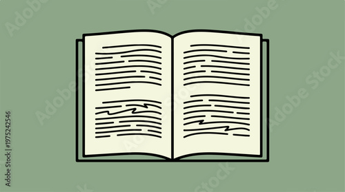 Open Book with Lines.