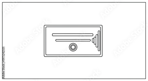 Retro audio cassette tape icon, vintage music storage symbol, simple outline design