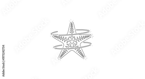 Stylized Starfish Line Art with Swirling Motion Lines