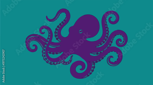 Purple Octopus Graphic Illustration.