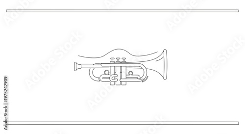 Trumpet Outline Drawing Vector Illustration Musical Instrument Brass Wind Instrument