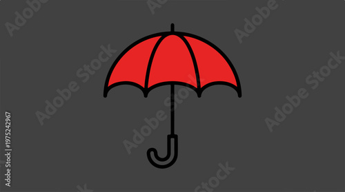 Red Umbrella Icon Isolated Object.
