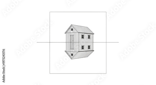 Optical Illusion: Upside Down House Reflection on Water, Surreal Art