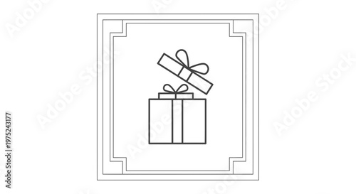 Open Gift Box with Ribbon, Surprise Present Icon, Celebration and Holiday Concept