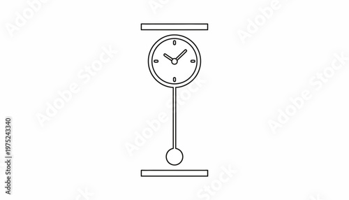 Pendulum Clock Icon: Time Measurement, Retro Style, and Scientific Concept
