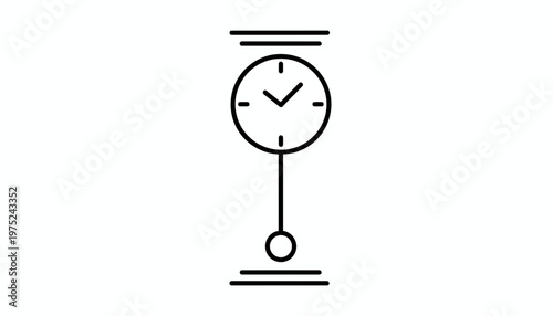 Pendulum Clock Icon, Time Measurement, Vintage Timepiece, Retro Clock Symbol