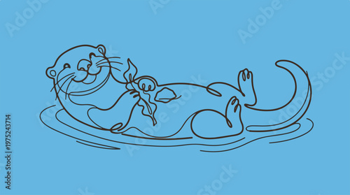 Seal and little seal swimming.