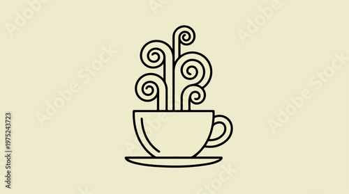 Simple Line Drawing Coffee Cup.