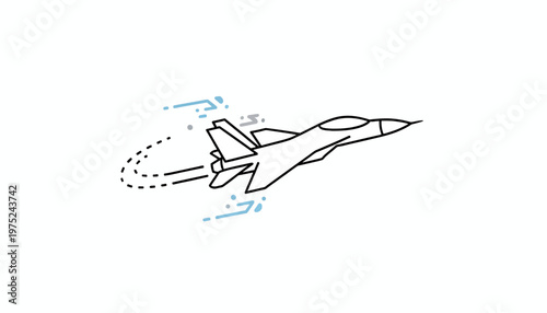 Modern Fighter Jet Flying Fast with Motion Trails