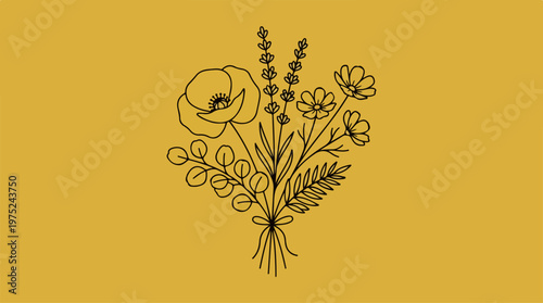 Simple line drawing of flowers.