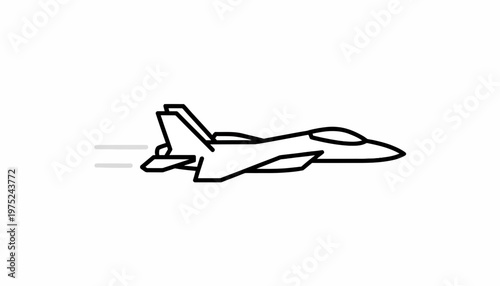 Modern Fighter Jet Icon in Motion, Sleek Design, Air Force Military Aircraft Symbol