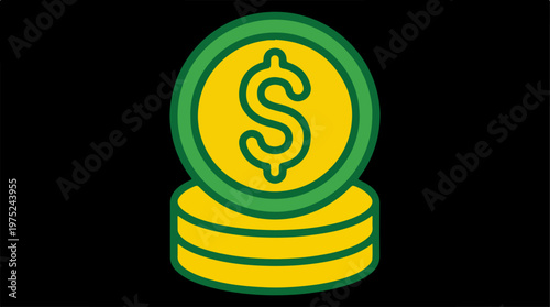 Stack of gold coins money.