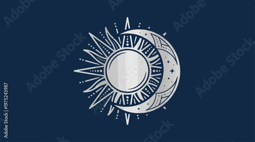 Sun Moon Phase Icon Design.
