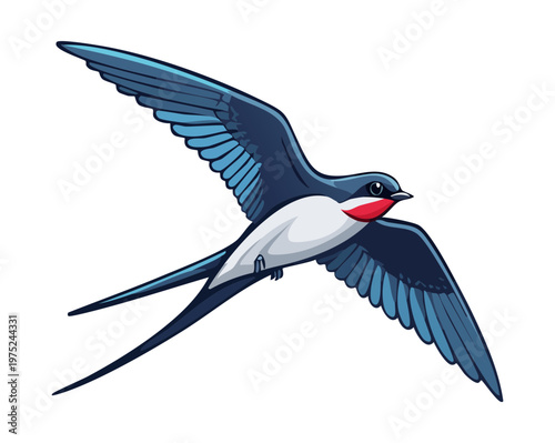 swift bird flying over water for coastal nature guides and seaside travel brochures and wildlife sanctuary marketing materials in modern flat vector art style
