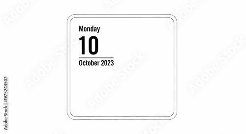 October 10, 2023, Monday Calendar Page - Simple Clean Design