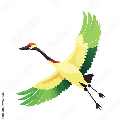 crane bird flying high for nature sanctuary branding and artistic home decor posters and wildlife photography club logos in professional vector style art today