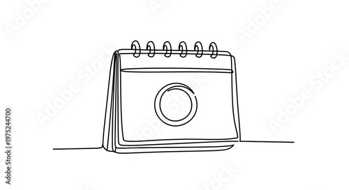 Minimalist calendar drawing, single line art, concept of time, planning, schedule, organization