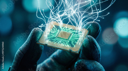 Microchip Radiates Bright Glowing Digital Connections