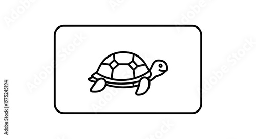 Cute cartoon turtle icon on a white background, simple line art, vector illustration