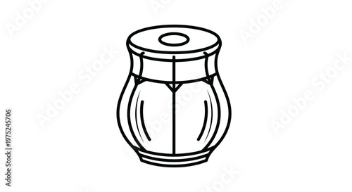 Indian Dholak Drum Outline Icon - Traditional Percussion Instrument Vector