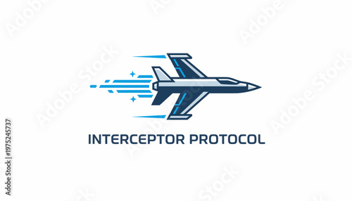 Interceptor Protocol Jet Fighter Logo - Speed, Aviation, Technology, and Security Concept