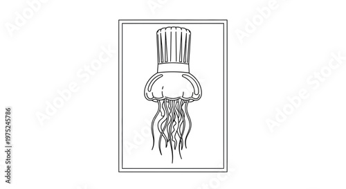 Jellyfish Chef Hat Illustration - Whimsical Culinary Sea Creature