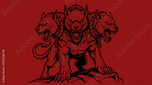 Three Headed Dog Mythical Creature.