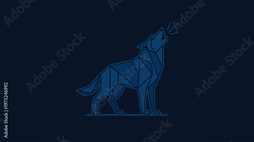 Wolf Howling at Night Sky.