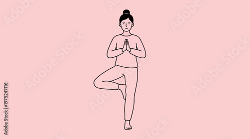 Woman in Yoga Tree Pose.