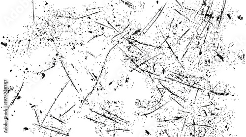 Abstract Black Line Scratches on White Textured Background.