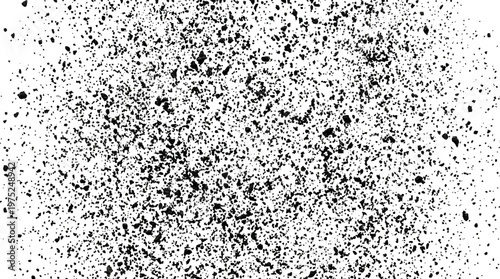 Abstract Black Ink Noise Texture with Dense Speckle Pattern on White Background.