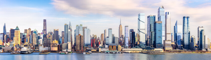 New York City midtown skyline panorama, as viewed from Weehawken, along the 42nd street canyon