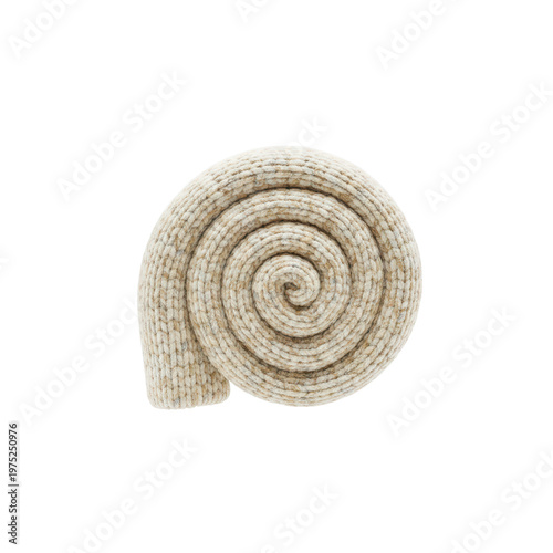 Rolled Beige Knitted Fabric in a Spiral Shape