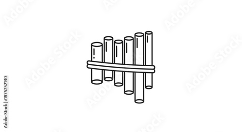 Hand-drawn Pan Flute Icon: Simple Line Art of a Musical Instrument