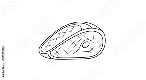 Hand-drawn sketch of a steak with grill marks, isolated on white background