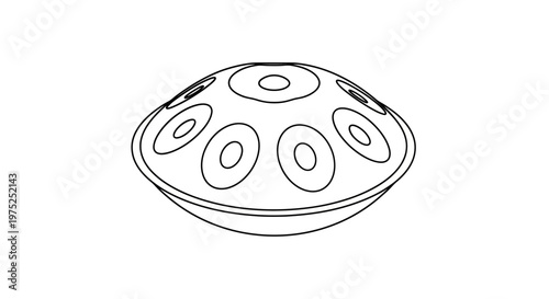 Handpan Musical Instrument Outline Drawing - Percussion, Steel Drum, World Music