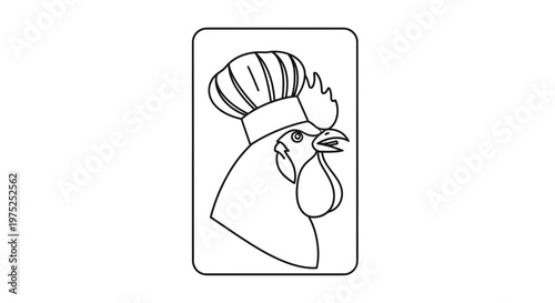 Chef Rooster Icon: Cartoon Chicken Head with Chef Hat, Culinary Symbol