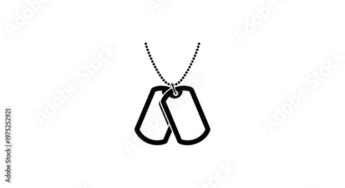 Military Dog Tags Necklace, Isolated on White Background, Symbol of Service and Remembrance
