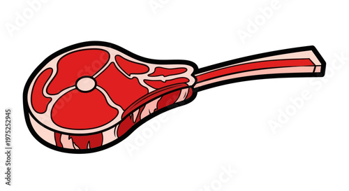 Raw Beef Steak with Bone - Isolated on White Background