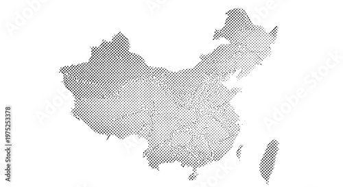 Silhouette of china map with detailed borders and geographic features
