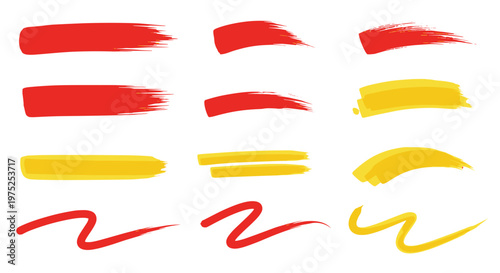 Set of colorful paint strokes and brush marks