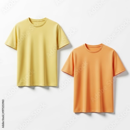 Two casual striped t-shirts in pastel colors on display