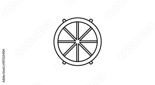Dharma Wheel Symbol, Buddhism, Eight Spokes, Circular Icon, Outline Graphic